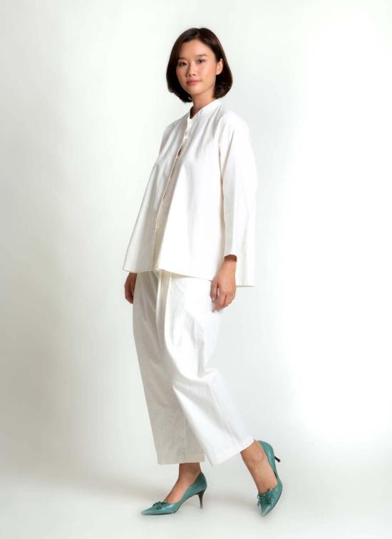  KAAREM 탑 카렘 통곡물 버튼업 셔츠 화이트 린넨 - OTHER BRANDS