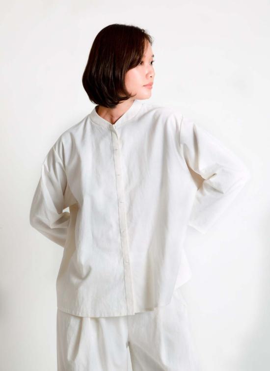  KAAREM 탑 카렘 통곡물 버튼업 셔츠 화이트 린넨 - OTHER BRANDS