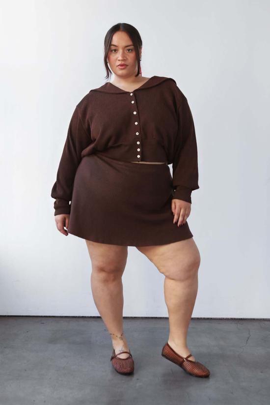  노블 가디건 와플 세일러 카디건 초콜릿 - NOBLE