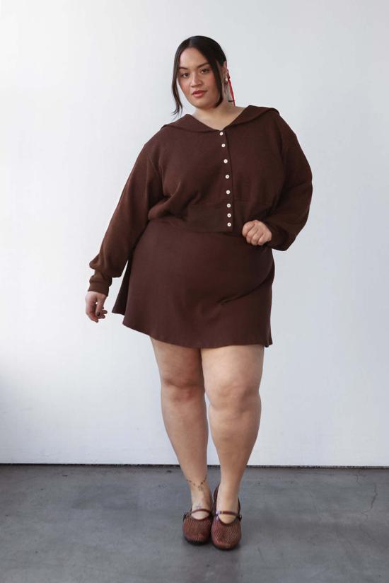  노블 가디건 와플 세일러 카디건 초콜릿