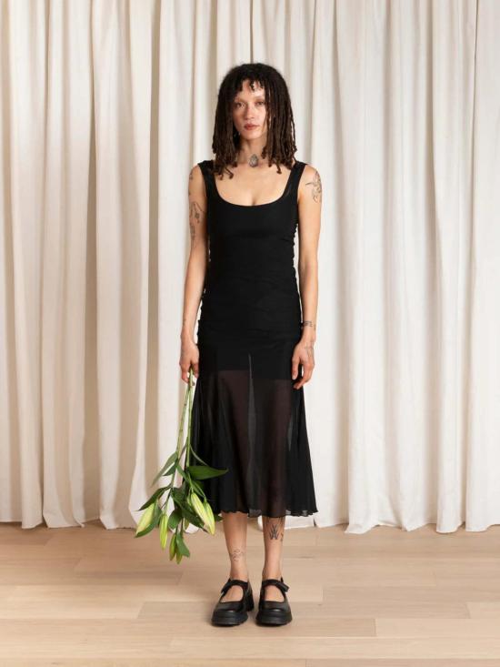  알리 골든 롱 원피스 탱크 드레스 (비대칭 밑단, 블랙) - ALI GOLDEN