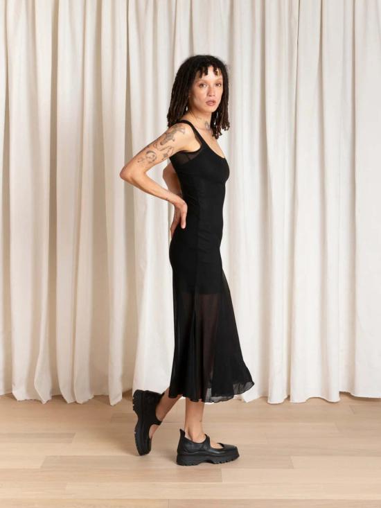  알리 골든 롱 원피스 탱크 드레스 (비대칭 밑단, 블랙) - ALI GOLDEN