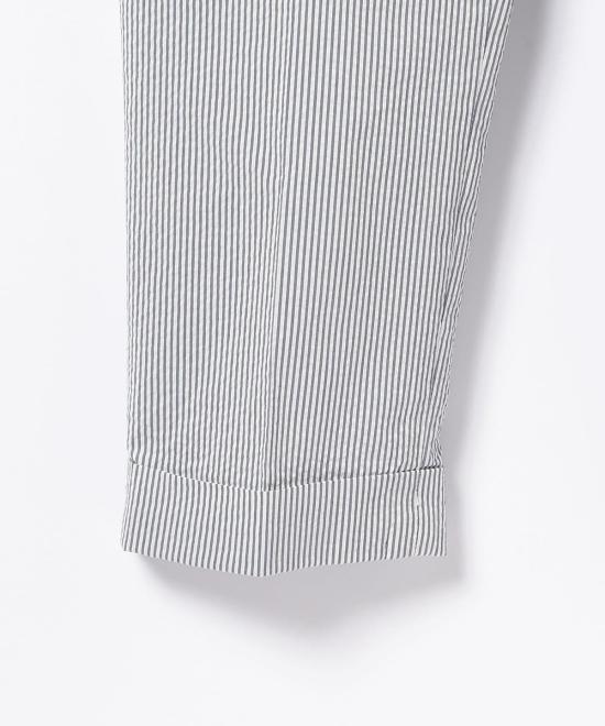  빔스 스트레이트 팬츠 플러스 아이비 팬츠 앵클 컷 쿨맥스 세어서커 블루 스트라이프 - BEAMS