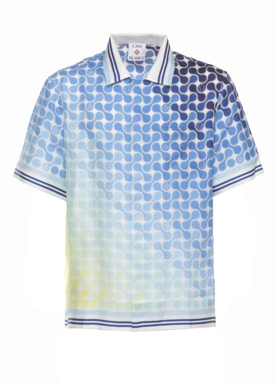 26SS 카사블랑카 반팔 셔츠 MSS26SH00306 TENNIS TILE CUBAN Blue