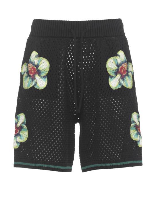 26SS 카사블랑카 숏팬츠 MSS26KW131701 GLITCH ORCHID EMBROIDERED Black
