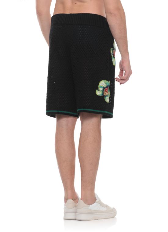 26SS 카사블랑카 숏팬츠 MSS26KW131701 GLITCH ORCHID EMBROIDERED Black - CASABLANCA