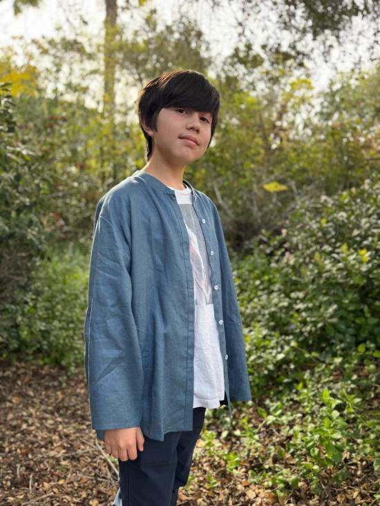  KAAREM 자켓 카렘 통곡물 버튼업 셔츠 슬레이트 블루