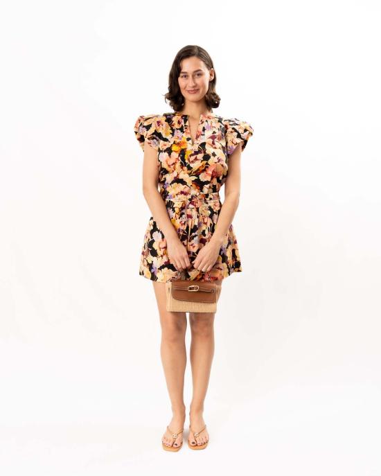  울라 존슨 반팔 티셔츠 아브릴 반팔 면 상의 나이트 블룸 - ULLA JOHNSON