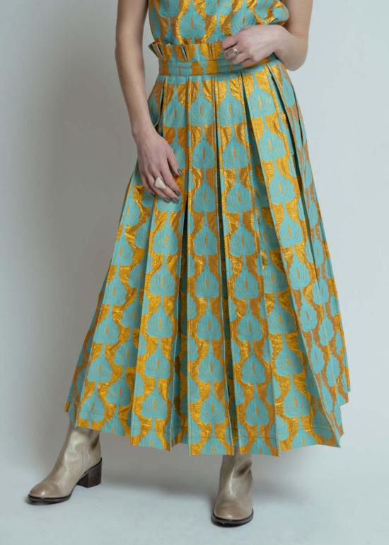  오디 미디 스커트 오데 팜 팬 스커트 풀