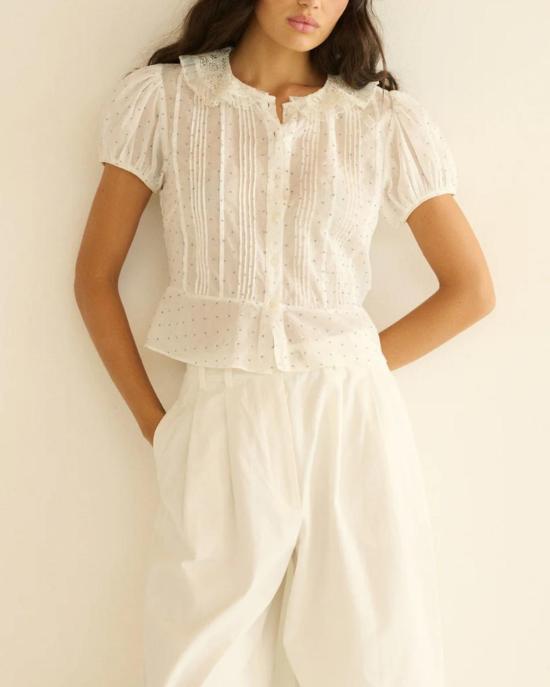  도엔 블라우스 DÔen Oleta 탑 솔트 플록 도트 - DOEN