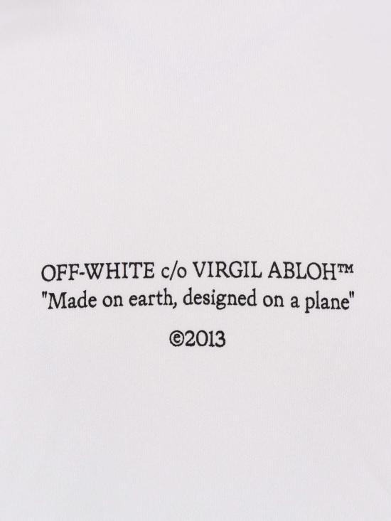  오프화이트 긴팔 티셔츠 코튼 스웨트셔츠, 앞면 로고 프린트, 화이트 색상 - OFF WHITE