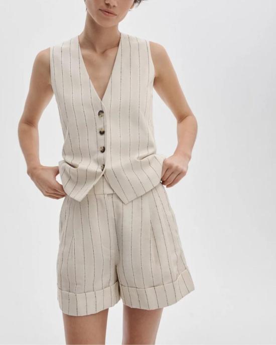  랙앤본 베스트 Rag & Bone Paulette 스트라이프  화이트 스트라이프 - RAG & BONE