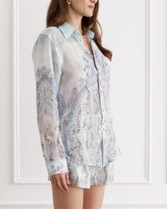  AQUA BLU 탑 아쿠아 블루 블레이크 셔츠 트라이엄프 프린트 - OTHER BRANDS