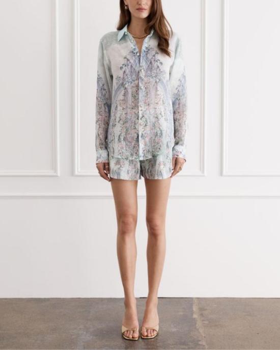  AQUA BLU 탑 아쿠아 블루 블레이크 셔츠 트라이엄프 프린트 - OTHER BRANDS