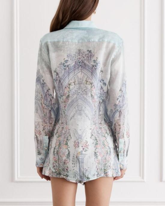  AQUA BLU 탑 아쿠아 블루 블레이크 셔츠 트라이엄프 프린트 - OTHER BRANDS