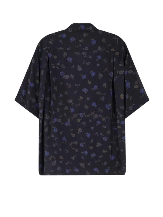 사카이 반팔 셔츠 코튼 블렌드  (꽃무늬 프린트, 블랙) - SACAI