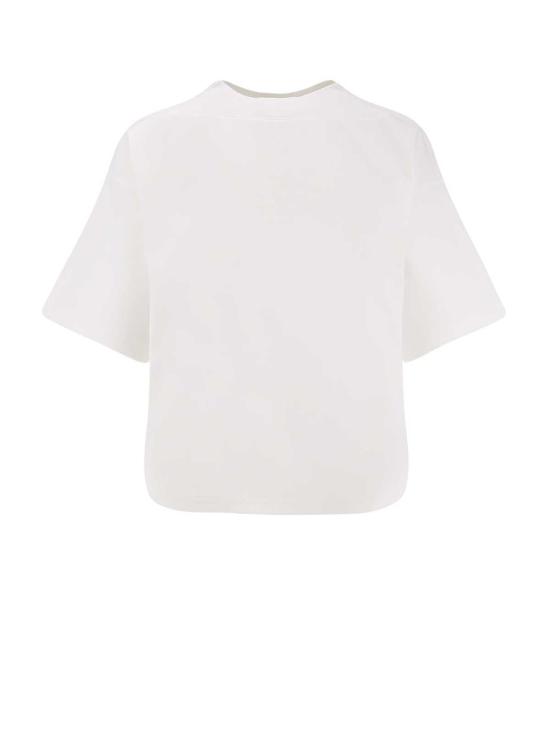  알라이아 반팔 티셔츠 박시 코튼 블렌드 티셔츠 화이트