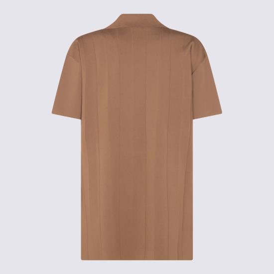  막스마라 탑 막스 마라 카멜 비스코스 폴로 셔츠 마론 - MAX MARA