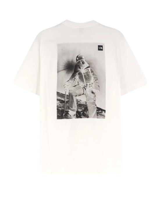  노스페이스 반팔 티셔츠 로고가 앞면에 있는 면 티셔츠 화이트 - NORTH FACE
