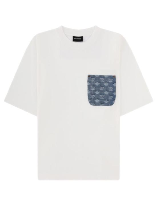  디스퀘어드2 반팔 티셔츠 Dsquared2 로고 포켓 티셔츠 (화이트)