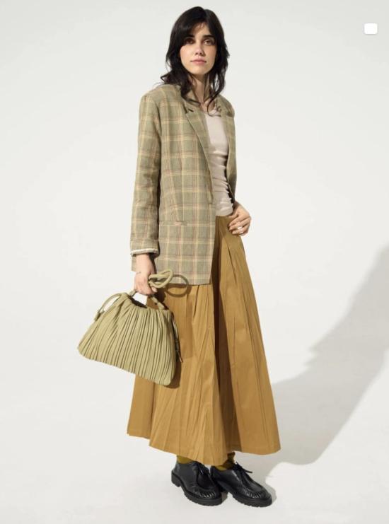  Cotélac 롱 스커트 코텔락 코튼 프린트 플리츠  브라운 - OTHER BRANDS