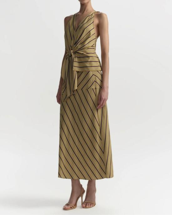  에이엘씨 블라우스 A.L.C. 엘르 타이 프론트 탑 커리/가나슈 - A.L.C.