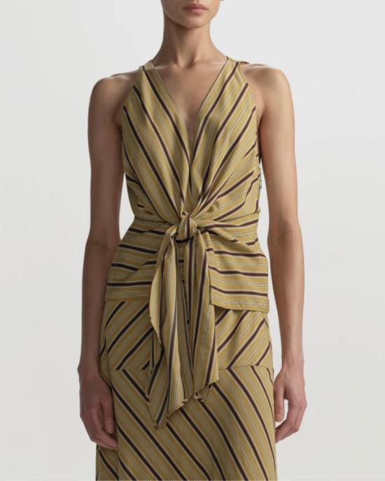  에이엘씨 블라우스 A.L.C. 엘르 타이 프론트 탑 커리/가나슈 - A.L.C.