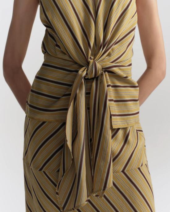  에이엘씨 블라우스 A.L.C. 엘르 타이 프론트 탑 커리/가나슈 - A.L.C.