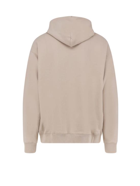  오프화이트 긴팔 티셔츠 코튼 스웨트셔츠, 앞면에 로고 프린트, 퓨미스 스톤 - OFF WHITE