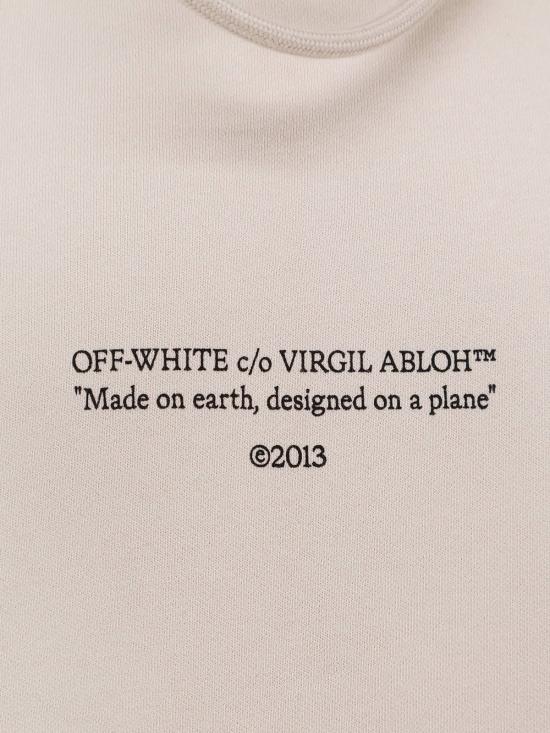  오프화이트 긴팔 티셔츠 코튼 스웨트셔츠, 앞면에 로고 프린트, 퓨미스 스톤 - OFF WHITE
