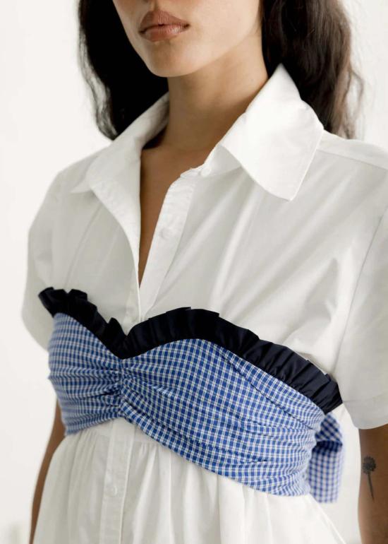  어 브론즈 에이지 블라우스 청동기 시대 Charli Top Ocean Gingham/White - A BRONZE AGE