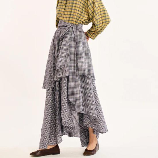  루주타 셰스 롱 스커트 서카 스커트 켈프 체스
