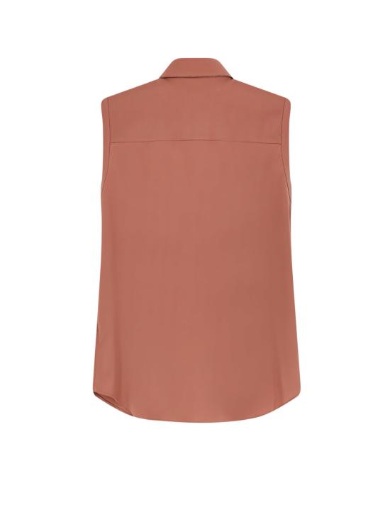  브루넬로 쿠치넬리 탑 코튼 블렌드 셔츠 파이어브릭 - BRUNELLO CUCINELLI