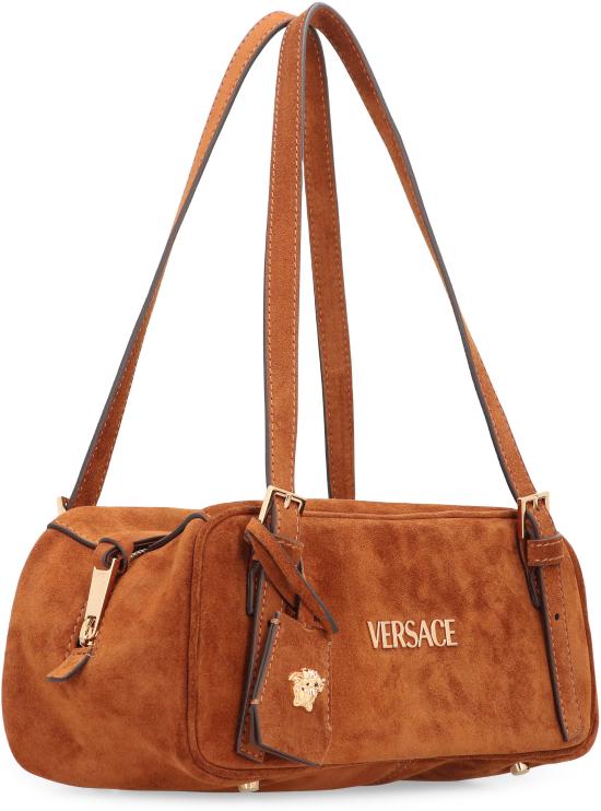 26SS 베르사체 VERSACE TAG 스웨이드 볼링백 10157921A098921NG8V TOBACCO - VERSACE