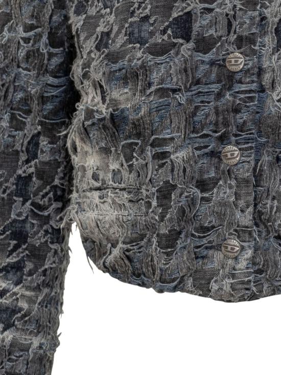 25FW 디젤 DE URSY FSH 하운드투스 타이다이 데님 자켓 A215390CEBL02 BLACK - DIESEL