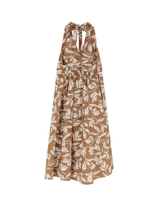  막스마라 롱 원피스 막스 마라 므메벨라 프린트 코튼 드레스 브라운 - MAX MARA