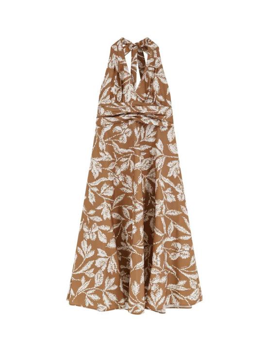  막스마라 롱 원피스 막스 마라 므메벨라 프린트 코튼 드레스 브라운