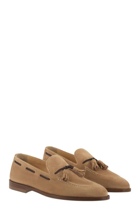 26SS 브루넬로 쿠치넬리 태슬 스웨이드 소프트 로퍼 MZUCCLB744 C7962 BEIGE - BRUNELLO CUCINELLI