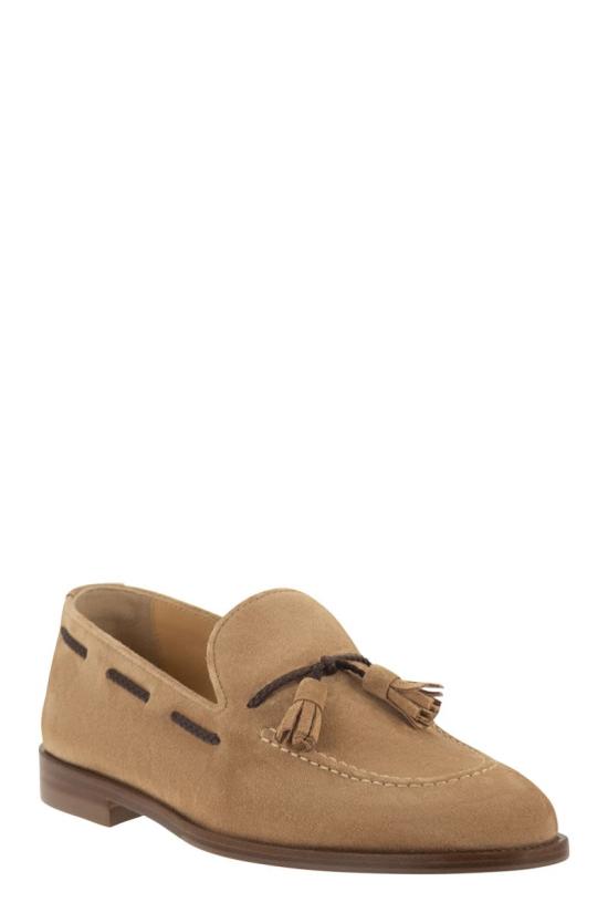 26SS 브루넬로 쿠치넬리 태슬 스웨이드 소프트 로퍼 MZUCCLB744 C7962 BEIGE - BRUNELLO CUCINELLI