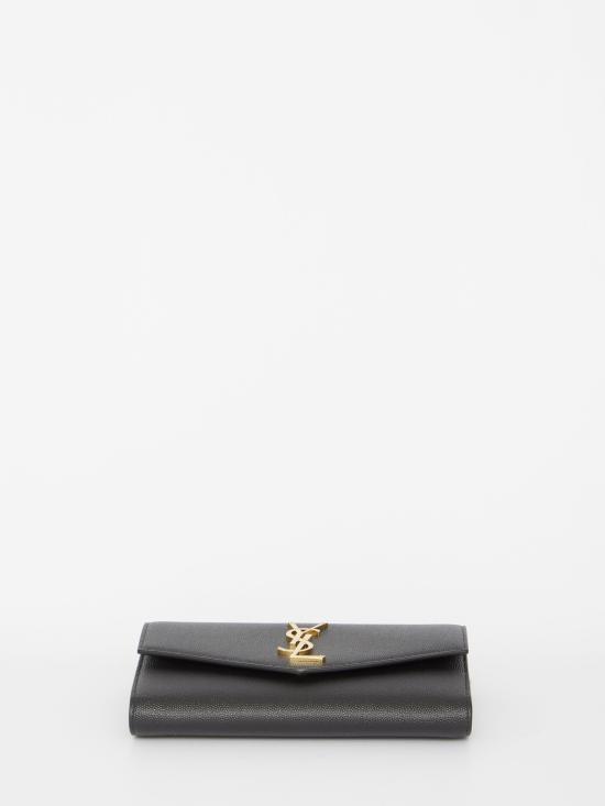 26SS 생로랑 그레인 레더 업타운 체인 지갑 6077881GF0J 1000 BLACK - SAINT LAURENT