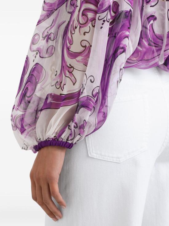 25FW 돌체앤가바나 반팔 티셔츠 F72G7THI1T4HP5DQ WHITE PURPLE - DOLCE & GABBANA