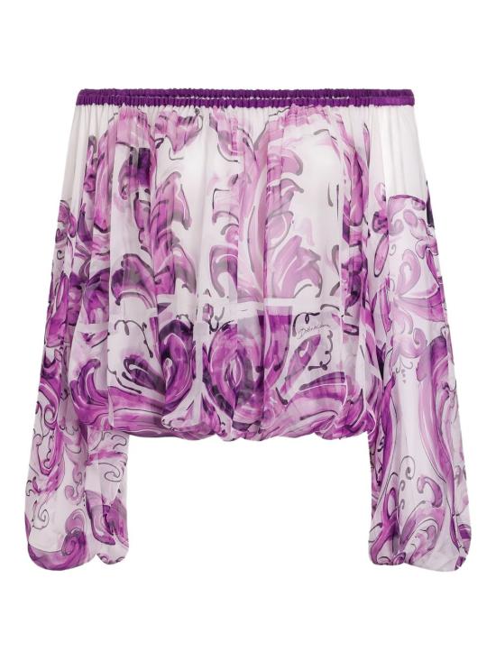 25FW 돌체앤가바나 반팔 티셔츠 F72G7THI1T4HP5DQ WHITE PURPLE