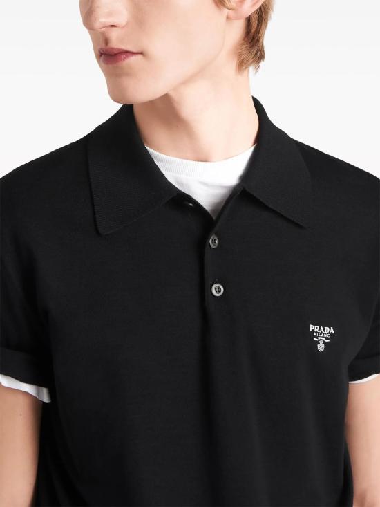 25FW 프라다 슈퍼파인 울 폴로 셔츠 UMB2671ZLE F0002 NERO - PRADA