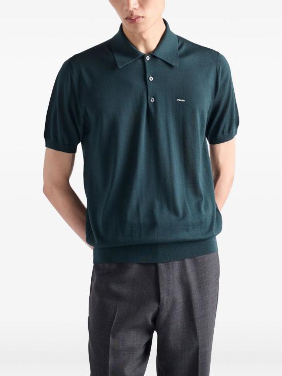 25FW 프라다 슈퍼파인 울 폴로 셔츠 UMF14818DY F0422 BOTTIGLIA - PRADA