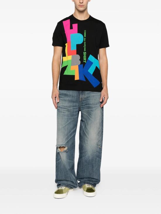 25FW 꼼데가르송 반팔 티셔츠 FPT002W25 BLACKPRIN - COMME DES GARCONS