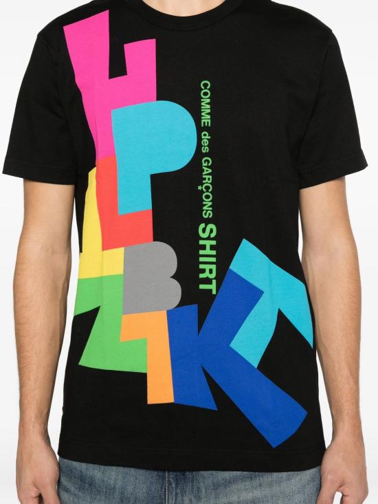 25FW 꼼데가르송 반팔 티셔츠 FPT002W25 BLACKPRIN - COMME DES GARCONS