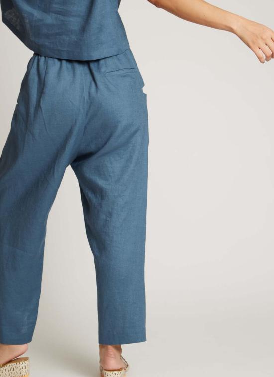  KAAREM 스트레이트 팬츠 카렘 이즈 테이퍼드 린넨 포켓  (남녀공용) 슬레이트 블루 - OTHER BRANDS