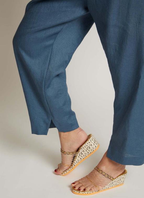  KAAREM 스트레이트 팬츠 카렘 이즈 테이퍼드 린넨 포켓  (남녀공용) 슬레이트 블루 - OTHER BRANDS