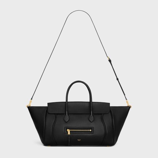 25FW 셀린느 미디움 뉴 러기지 서플 샤이니 램스킨 L100E3GW238NO black - CELINE