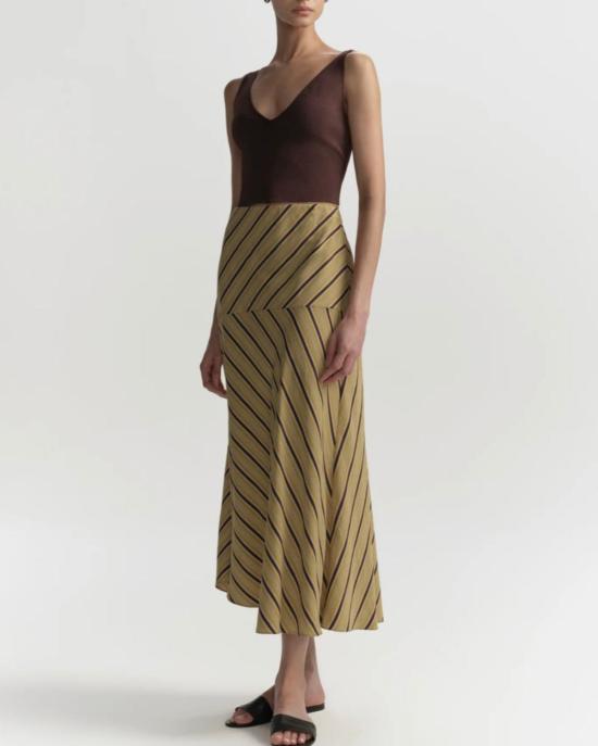  에이엘씨 미디 스커트 A.L.C. 카라 스커트 커리/가나슈 - A.L.C.